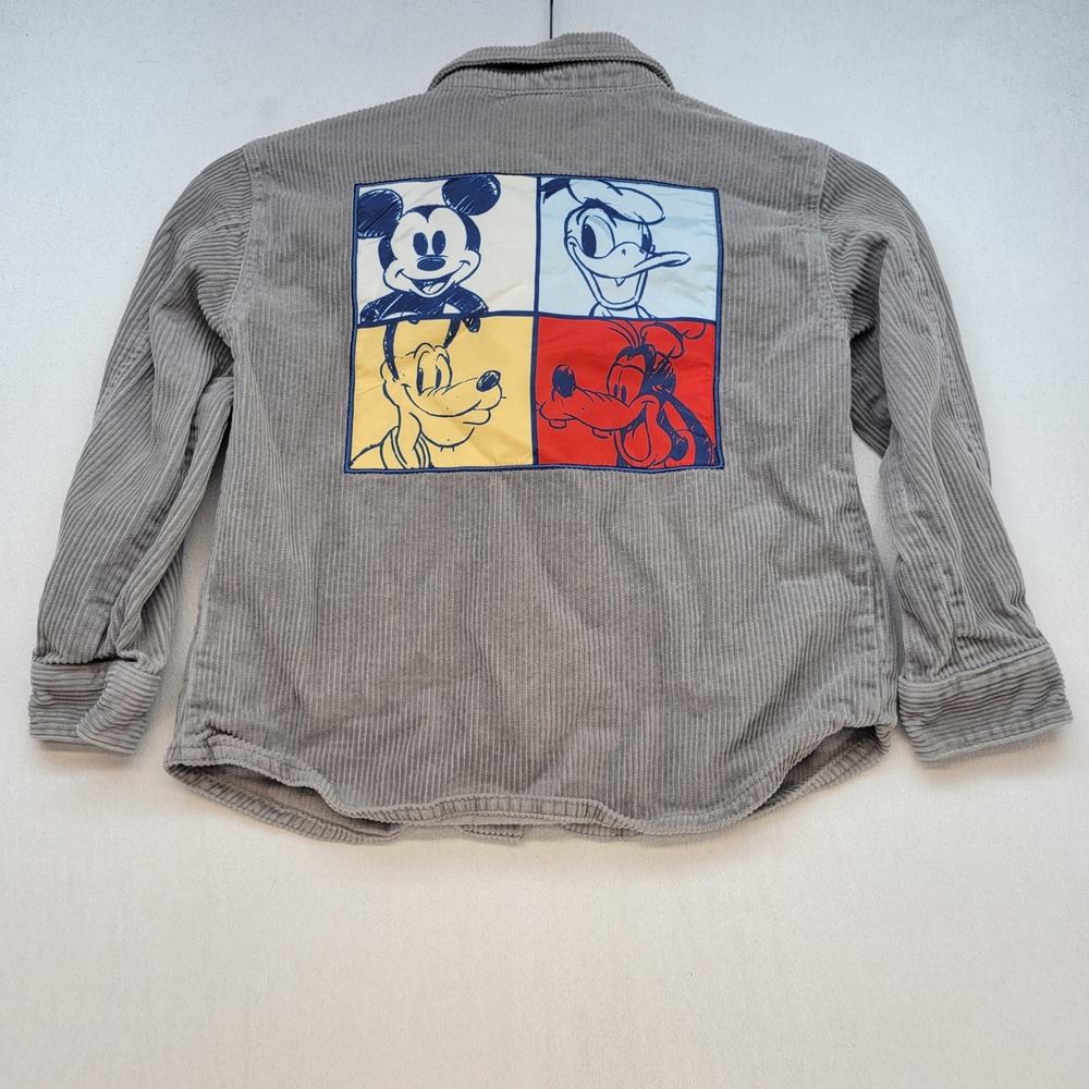Disney Mickey Mouse Corduroy Jacket Shirt Kids 5T Gray Snap Front